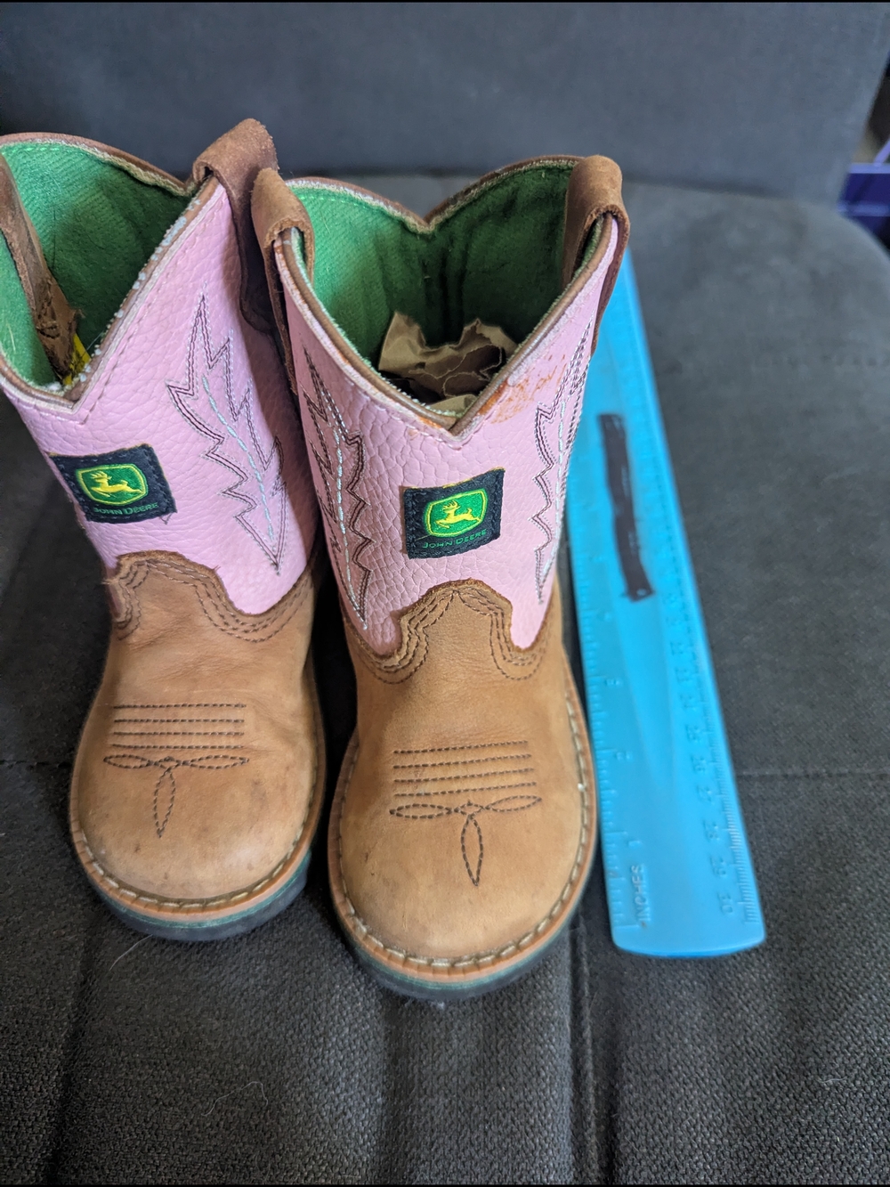 John Deere Girls Pink and Brown Western Toddler Boots